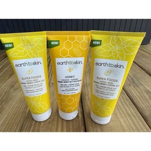 3 Earth to Skin Honey Manuka Almond & Super Foods Lemon Basil Buttercream 8 Oz